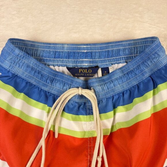 Polo Ralph Lauren Traveler Swim Trunks Watercolor Stripes Mens M Lined - Picture 3 of 9